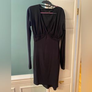 Gucci black silk dress side zip v neck